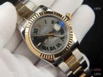 Copy Rolex Datejust Wimbledon 36mm Watch Green Roman Dial Two Tone Oyster